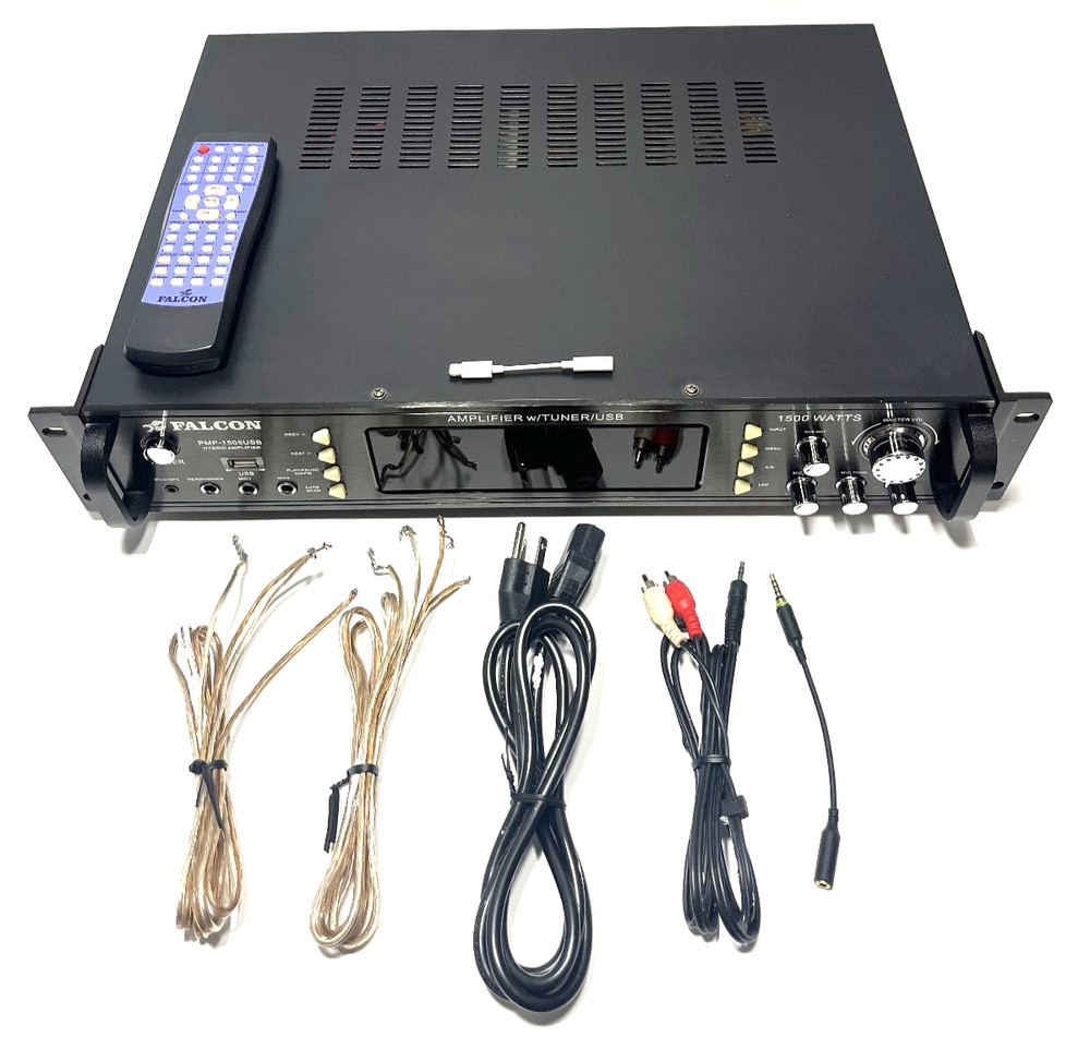 Falcon Hybrid PMP-1505USB Amplifier With Tuner 1500 Watt W/ Remote,Cables – READ