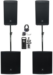 2) JBL EON712 12″ DJ PA Speakers+Bluetooth+2) EON718S Subwoofers+Mic+Headphones