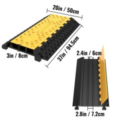 VEVOR 3 Channel Cable Ramp Protector Cable Cover 6600 lbs Capacity Heavy-Duty