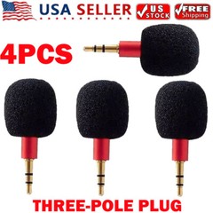 4PC Red Mini 3.5mm Jack Stereo Voice Mic Microphones Three Pole For Recorder