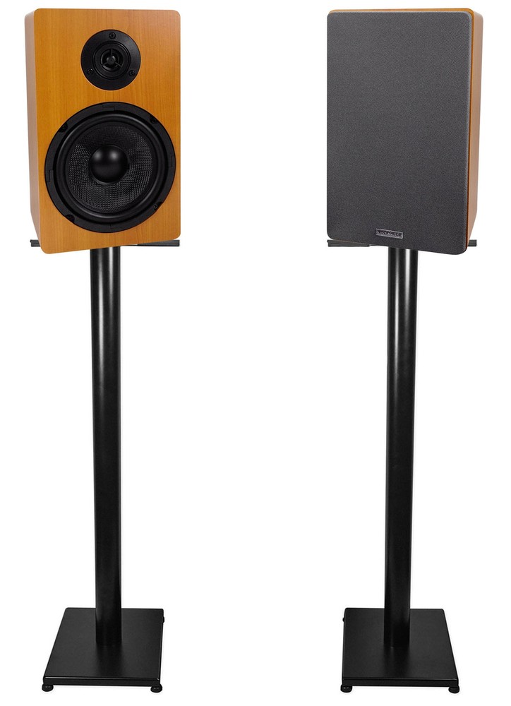 Pair Rockville RockShelf 64C Classic 6.5″ Home Bookshelf Speakers w/37″ Stands