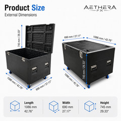 ATA Cable Trunk Road Case with Wheels – 1 Divider DJ Cable Storage Box