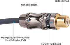 Devinal RCA/Phono Splitter Cable RCA Female to Dual Male Gold Plated F-2M_