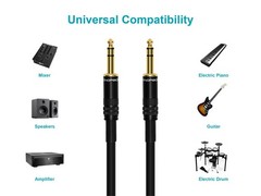 Monoprice 1/4 Inch (TRS) Male to Male Cable Cord 3ft Black 16AWG (Gold Plated)