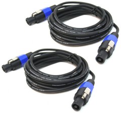 (2) DJ Pro Audio 15 Foot Speakon Male to Male Passive PA Speaker Cable Package