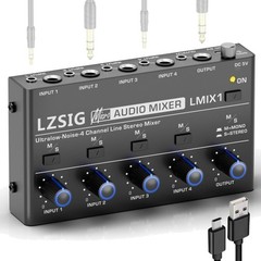 Mini Audio Mixer, Stereo Line Mixer for Sub-Mixing, Ultra Low-Noise, 4-Channe…