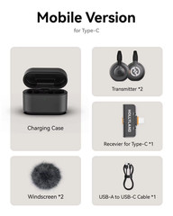 Lark M2S for iPhone Lightning Wireless Microphone for Camera Android Type-c Phon