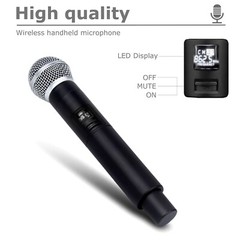 UHF Wireless Mic System 2-Channel Handheld Dual Microphone Cordless Mic System