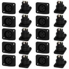 20PCS 3-Pin XLR Female Jack Panel Mount Microphone Connector Adapter Converter