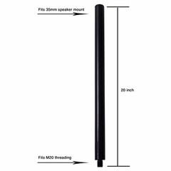 Sound Town Subwoofer/Speaker Extender Poles, M20 Threading, Black STSD-M20B-PAIR