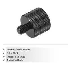 Mic Stand Adapter 1/4 Female to M6 Male Screw for Camera Tripod Mount Black