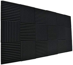 24 Pack Black 1″ X 12″ X 12″ Acoustic Wedge Studio Foam Sound Absorption Wall Pa