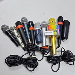 Lot of 10 Mixed Microphones – Untested, Various Models and Colors, Signs of Wear