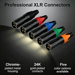 10x XLR 3Pin Male & Female Audio Cable Connector Microphone Plug Black