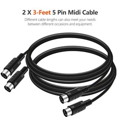 Mellbree MIDI Cable, 2-Pack 3-Feet Male to 5-Pin 3-Feet, Black