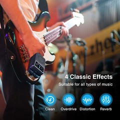 LEKATO Bluetooth Electric Guitar Amp Rechargeable Mini Amplifier 4 Effects 5W
