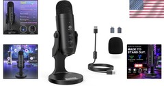 Versatile USB Microphone for YouTube, TikTok, and Podcasting with Gain Control