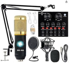 Podcast Equipment Bundle, BM-800 Mic Kit with Live Sound Card, Adjustable Mic…
