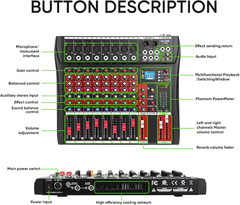 Audio Mixer 8 Channel, CT-80S Professional Sound System Mixer Board DJ Mixing Co