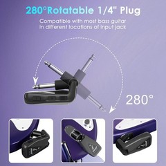 Wireless Guitar System Transmitter Receiver: UHF Cordless 164 Feet Range – 6 Cha