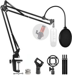 Microphone Stand for Blue Yeti, Quadcast Boom Arm Scissor Mic Stand with Wind…