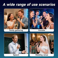 Wireless Karaoke Microphone dynamic Mic Up160ft range handheld plug-and-play …