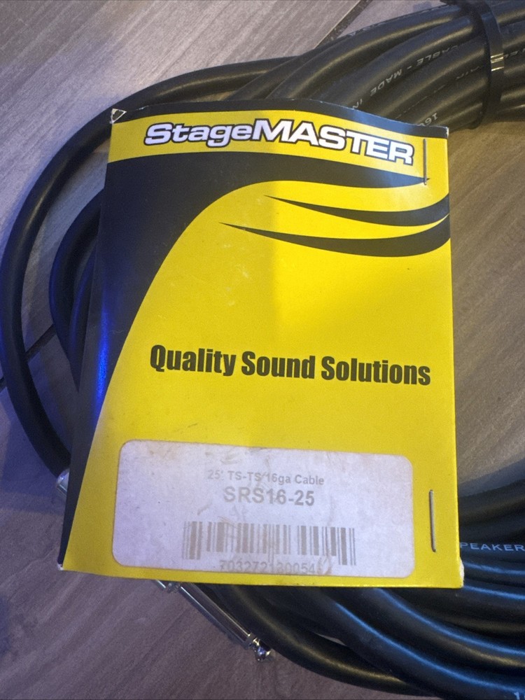 StageMASTER SRS16-50 1/4 inch TS to 1/4 inch TS Speaker Cable – 25 ft