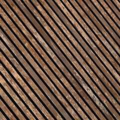 Vintage Metal-Look Wood Slat Acoustic Wall Panels for Home & Studio Decor