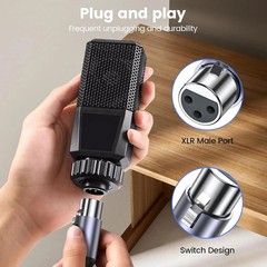 3FT XLR to 3.5Mm Cable, 1/8 Inch TRS to Female Microphone Cable, Balanced