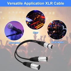 3Pin XLR Female Jack To Dual 2 Male Plug Y Splitter Cable Adapter Microphone