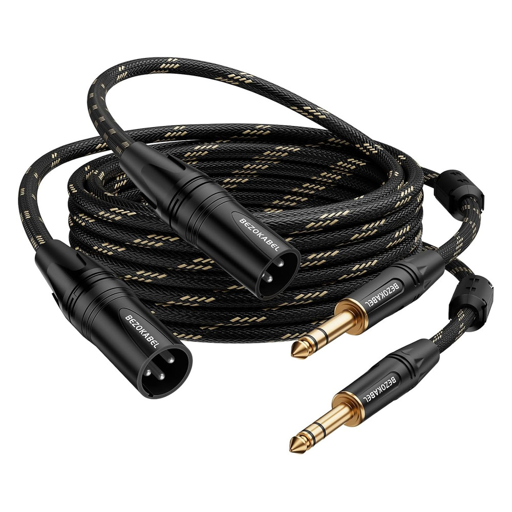 6Ft 2Pack XLR to 1/4 Inch TRS to XLR Nylon Braided Male to Male Microphone Cable