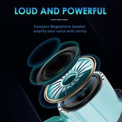 MyMealivos 20W Megaphone Bullhorn, Built in Siren & 240s Recording, A Teal