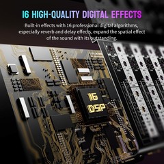 6Channel Audio Mixer with Bluetooth, DSP Effects & 48V Phantom Power
