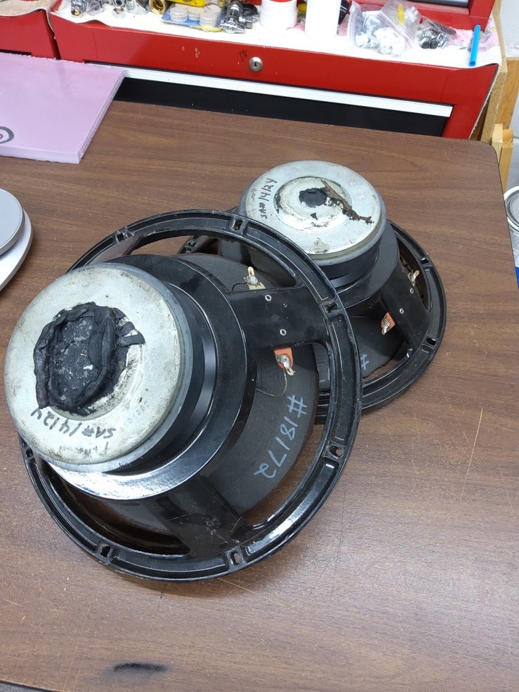 Pair Matched 12 In Woofers Mass Weighted Cones Need Reedged! Pro Drivers