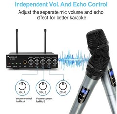 FIFINE UHF Dual Channel Wireless Handheld Microphone, Easy-to-use Karaoke K036