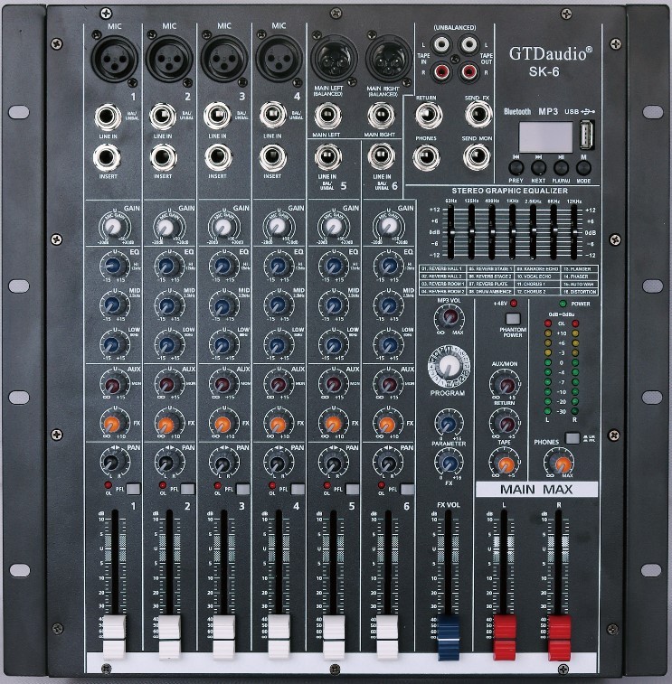 4500 Watts 6 Channel Professional Powered Mixer power mixing Amplifier Amp SK-6