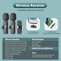 Wireless Mini Microphone for iPhone, Android Phone – Lavalier Lapel Mic for A…
