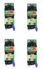 4 PowerCon Cables 14 AWG 25 ft High Performance A Blue to AC Edison 3 Prong Male