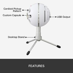 Blue Snowball iCE USB Microphone For PC Gaming, Recording, Streaming, Podcasting