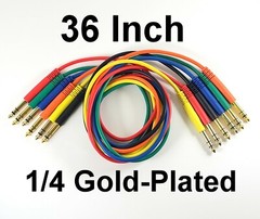 6 Pack New Pro Slim Plug GOLD 36″ Stereo 1/4″ TRS Patch Cables Leads 3 Foot