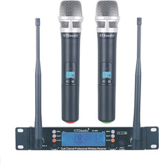 GTD Audio 2X100 Adjustable Frequency Channels UHF Wireless Microphone DJ Karaoke
