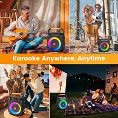Karaoke Machine for Adults, Portable Bluetooth Speaker with 2 Black