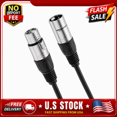 6ft XLR Male to Female Microphone Cable Balanced Black PVC
