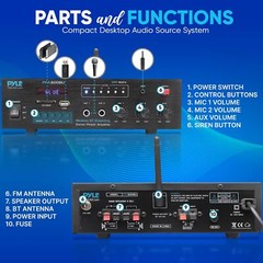 PYLE Wireless Bluetooth Karaoke Amplifier Home Car Bus Tours 300 Watts 2 Chan…