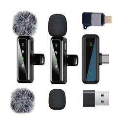 Wireless Lavalier Microphone for iPhone iPad Android Phone Computer Mini Black