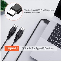 MIDI to Type-C Cable – Fast Data Transmission, LED Indicator
