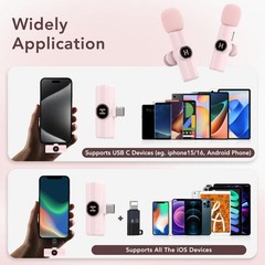 Mini Wireless Lavalier Microphone for iPhone 15 16, iOS and Android Devices -…