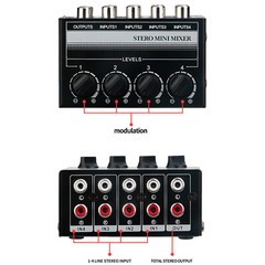 Mini Stereo 4 Channel Passive Mixer RCA Portable Audio Mixer 1 in 4 Out New
