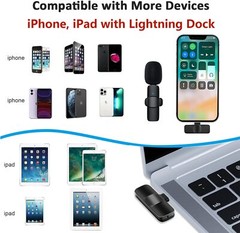 Lavalier Wireless Microphone Audio Video Recording Mini Mic For iphone/Android