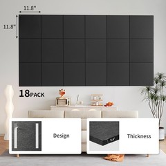 18pc Self-Adhesive Acoustic Panels High Density Sound Proof Foam Panels for Wall